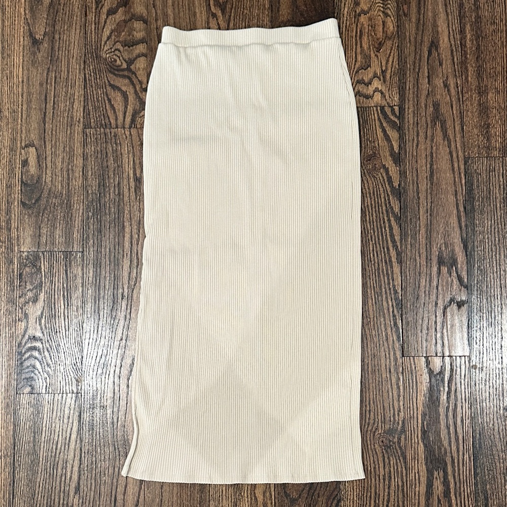 High-Waisted Rib-Knit Maxi Skirt